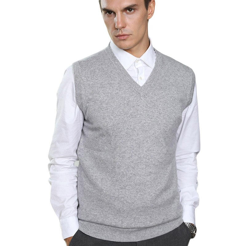 남자 30% 캐시미어 70% 울 니트 스웨터 조끼 v 넥 솔리드 컬러 양복 조끼 플랫 니트 가을 겨울 기본 스웨터 구매해야합니다